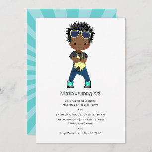 Invitación Hip Hop tema Boy Cumpleaños