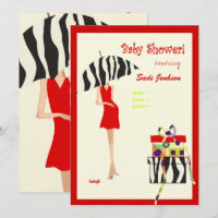 Hip Mama Baby Shower/ vestido rojo / rayas de cebr