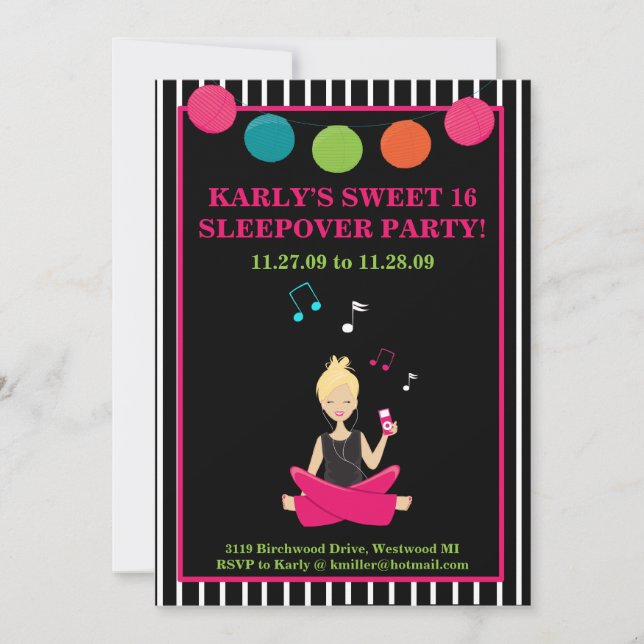 Invitación HIP RETRO MODERNO Sassy Chica Cumpleaños (Anverso)