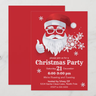 Invitación Hip Santa Claus Papercut sobre los Navidades rojos