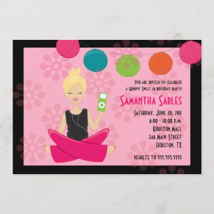 Invitación HIP y cumpleaños MARAVILLOSO DIECISÉIS 5x7 del