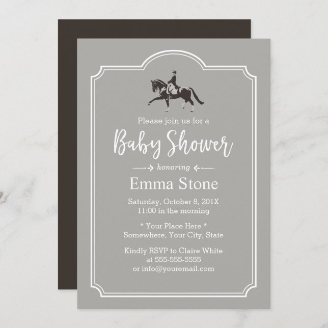 Invitación Hípica Elegante Equine Baby Shower (Anverso / Reverso)