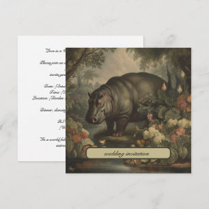 Invitación Hipopótamo Botánico Vintage, personalizable
