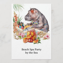 Invitación Hipopótamo en manicura de bikini Spa de belleza co