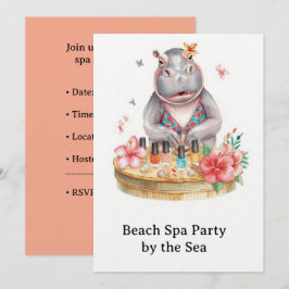 Invitación Hipopótamo en manicura de bikini Spa de belleza co