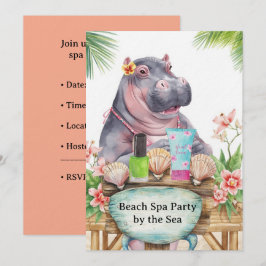 Invitación Hipopótamo en manicura de bikini Spa de belleza co