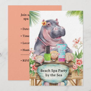 Invitación Hipopótamo en manicura de bikini Spa de belleza co