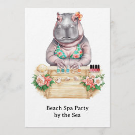 Invitación Hipopótamo en manicura de bikini Spa de belleza co