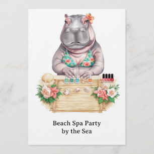 Invitación Hipopótamo en manicura de bikini Spa de belleza co
