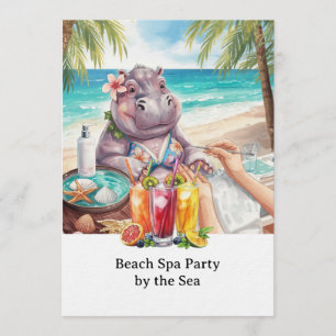 Invitación Hipopótamo en manicura de bikini Spa de belleza co