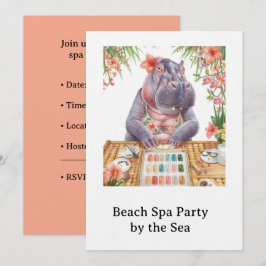 Invitación Hipopótamo en manicura de bikini Spa de belleza co