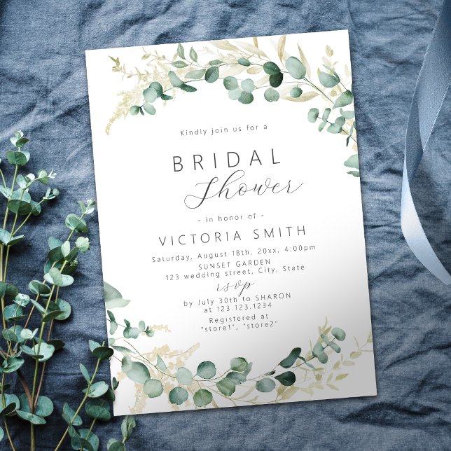 Invitación Hipótesis de eucalipto ruidoso boho verde ducha de (Subido por el creador)