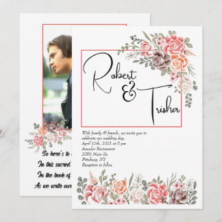 Invitación Hipótesis de matrimonio de fotos de melocotones y