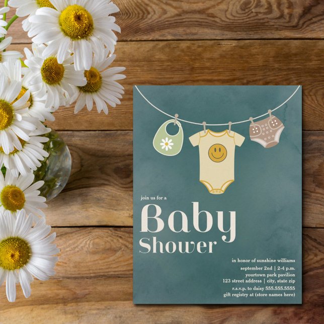 Invitación Hippie Baby Clothesline Neutral Baby Shower (Subido por el creador)