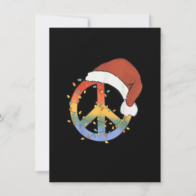 Invitación Hippie Christmas Peace Sign Happy Holidays Xmas Li (Anverso)