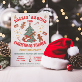 Invitación Hippie cumpleaños 3 fiesta del árbol de Navidad de