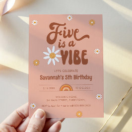 Invitación HIPPIE DAZE Five es Vibe 5º cumpleaños