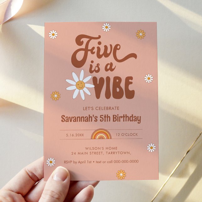 Invitación HIPPIE DAZE Five es Vibe 5º cumpleaños (Subido por el creador)