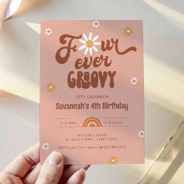 Invitación HIPPIE DAZE Four Ever Groovy - cuarto Fiesta de cu