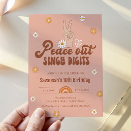 Invitación HIPPIE DAZE Peace Out Single Digits 10° cumpleaños