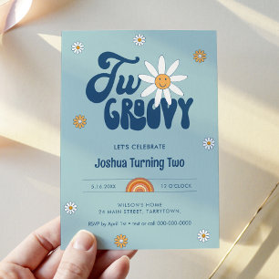 Invitación HIPPIE DAZE Two Groovy Boy 2º cumpleaños