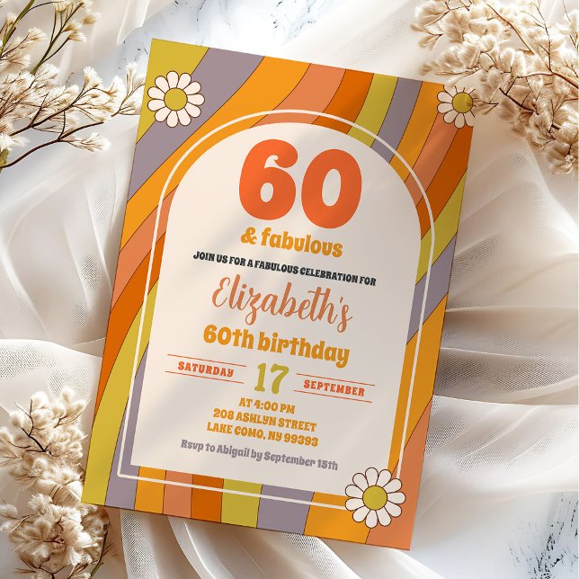 Invitación Hippie Groovy Adulto de 70 años cualquier cumpleañ (Subido por el creador)