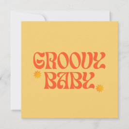Invitación Hippie Groovy bebé Naranja de mostaza de los años 