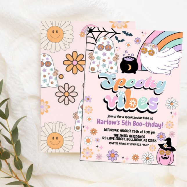 Invitación Hippie Groovy Spooky Vibes Halloween Cumpleaños (Subido por el creador)