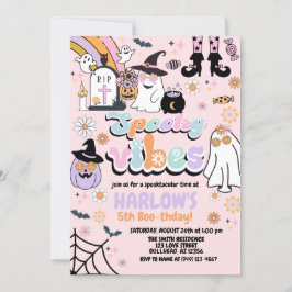 Invitación Hippie Groovy Spooky Vibes Halloween Cumpleaños