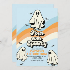 Invitación Hippie Halloween Retro Fantasma Cuatro veces emoci