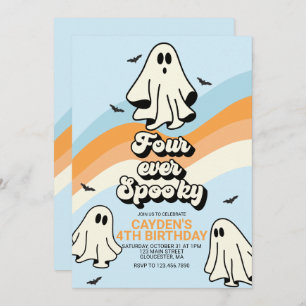 Invitación Hippie Halloween Retro Fantasma Cuatro veces emoci