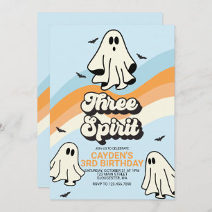 Invitación Hippie Halloween Retro Fantasma Tres Espíritus