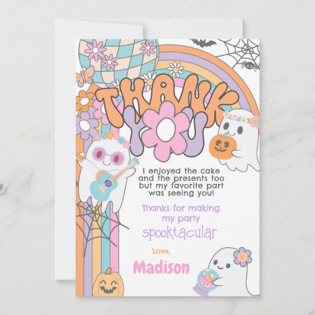 Invitación Hippie Halloween Thank You Card (Anverso)