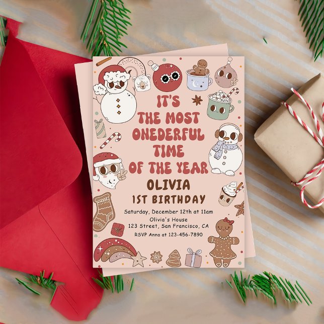 Invitación Hippie Navidades Santa Onemaravilloso Primer cumpl (Subido por el creador)
