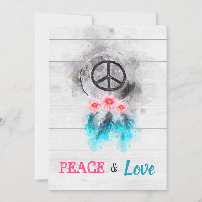 Invitación *~ Hippie Peace Love 60's Baby Neutral Shower (Anverso)