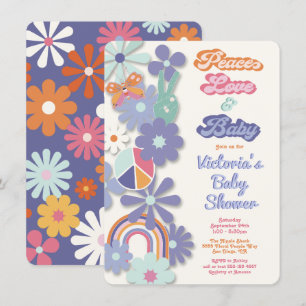 Invitación Hippie Peace Love & Baby Baby Shower de los años 6