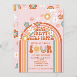 Invitación Hippie Rainbow 4º cumpleaños