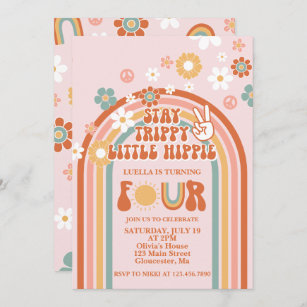 Invitación Hippie Rainbow 4º cumpleaños