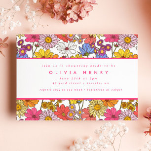 Invitación Hippie retro Flor de arcoiris Jardín Ducha de novi