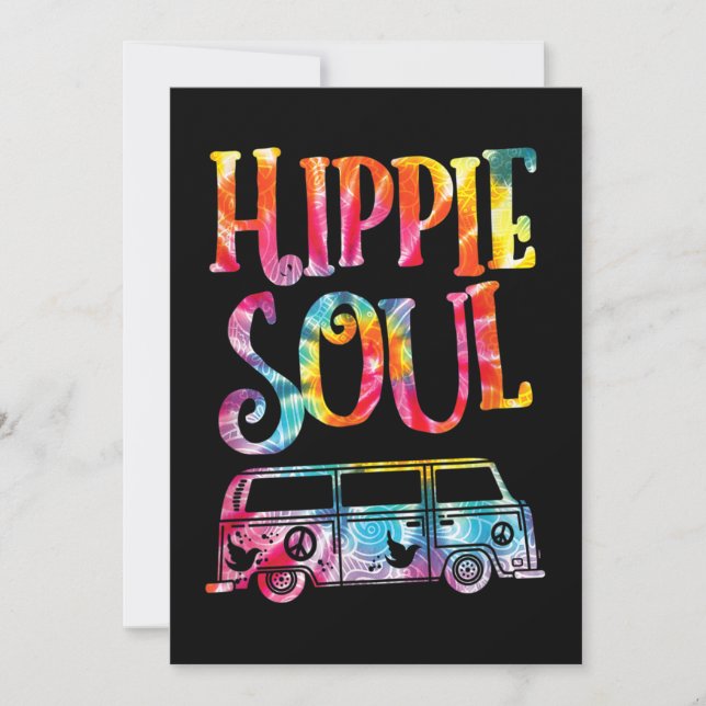Invitación Hippie Tie Dye Van Hippie Soul (Anverso)