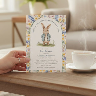 Invitación Hippity Hop Acuarela Cumpleaños de Conejito Bebé 