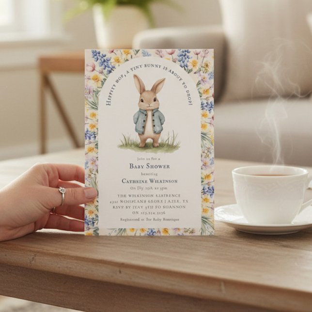 Invitación Hippity Hop Acuarela Cumpleaños de Conejito Bebé  (Subido por el creador)