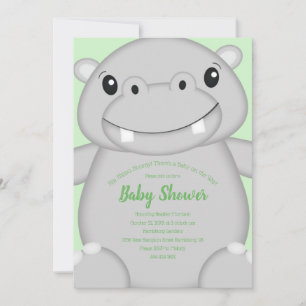 Invitación Hippo Baby Shower Green