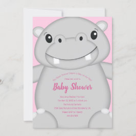 Invitación Hippo Baby Shower Pink