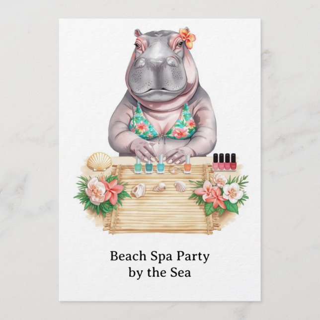 Invitación  Hippo in Bikini Manicure Coastal Beauty beach spa (Anverso)