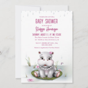 Invitación Hippo River Adventure Baby Shower