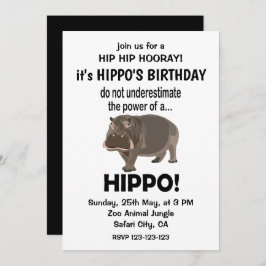 Invitación Hippopótamo Funny Cute Hippo Cumpleaños