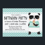 Invitación Hipster Panda Kids Birthday Fiesta<br><div class="desc">Una fresca panda hipster lame un cono de helado en esta encantadora invitación para la fiesta de cumpleaños de los niños. Se muestra aquí con un color de fondo acuático, puede cambiar este color a cualquier otro mediante la selección del botón "personalizar" y la selección de un color diferente del...</div>