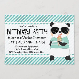 Invitación Hipster Panda Kids Birthday Fiesta