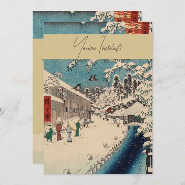 Invitación Hiroshige paisaje invernal de japón (Anverso / Reverso)